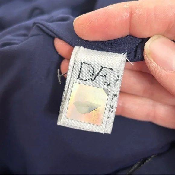 Diane Von Furstenberg Navy Blue Ruched Cap Sleeve Cocktail Dress - Picture 11 of 16